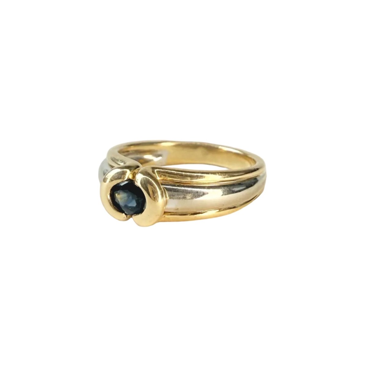 Bague Jonc en or jaune, or blanc, et saphir - Castafiore