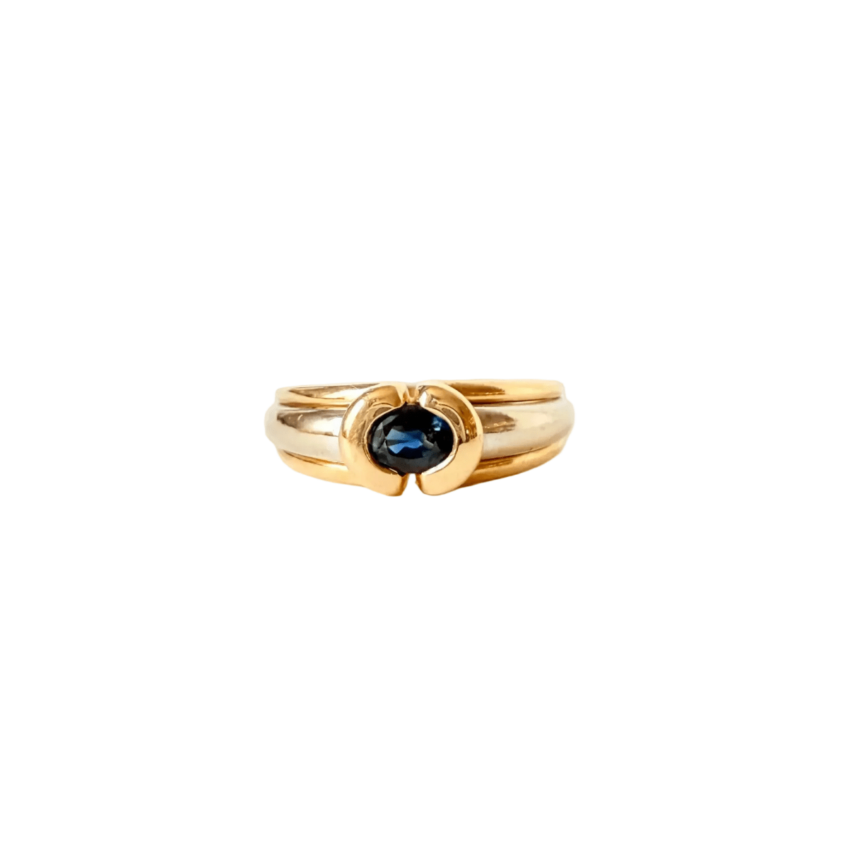 Bague Jonc en or jaune, or blanc, et saphir - Castafiore