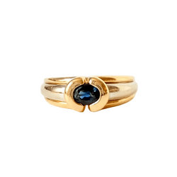 Bague Jonc en or jaune, or blanc, et saphir - Castafiore