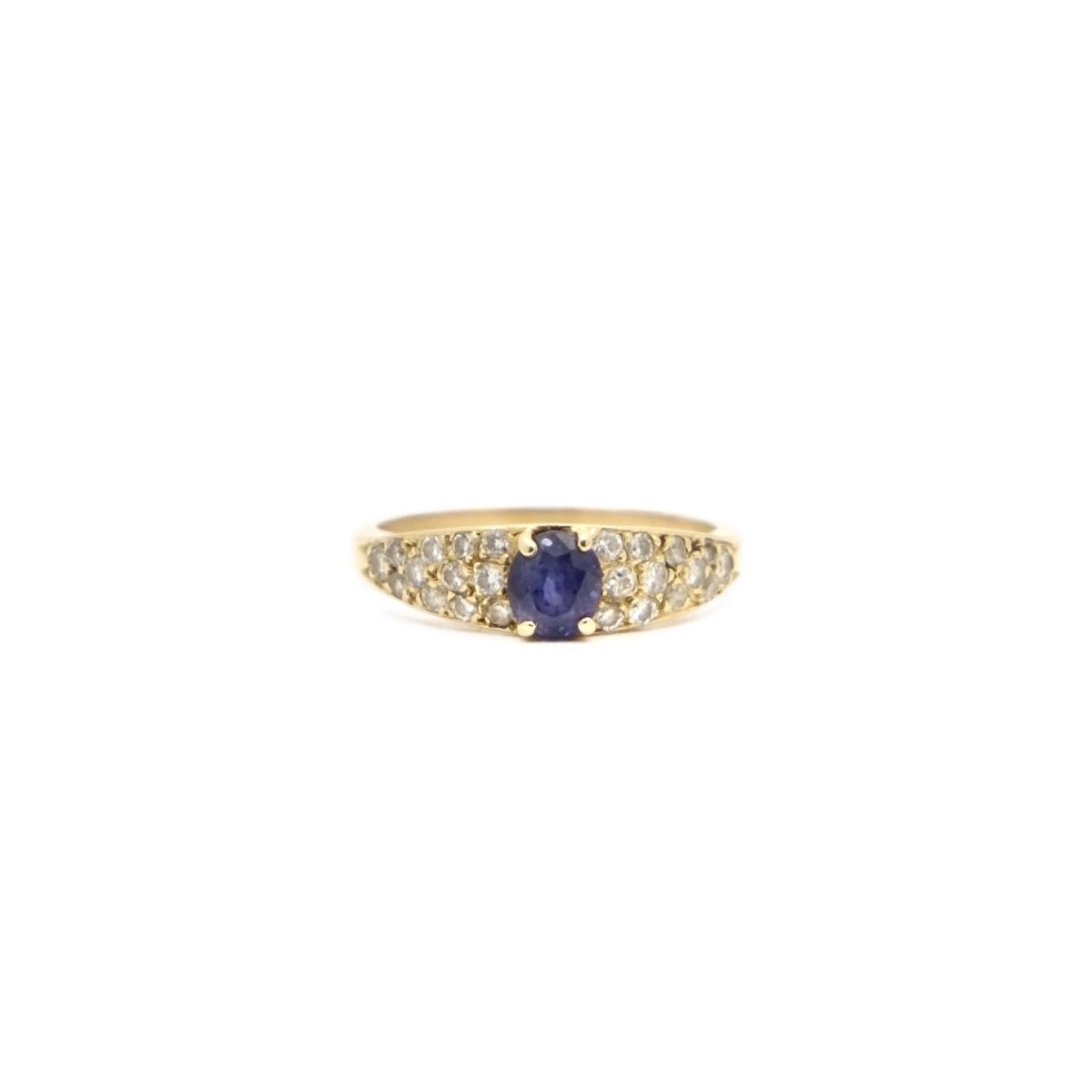 Bague Jonc en or jaune, or blanc, saphir et diamant - Castafiore