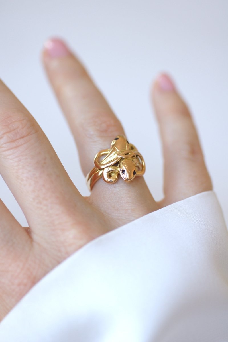 Bague Jonc en or jaune, or rose, et rubis - Castafiore