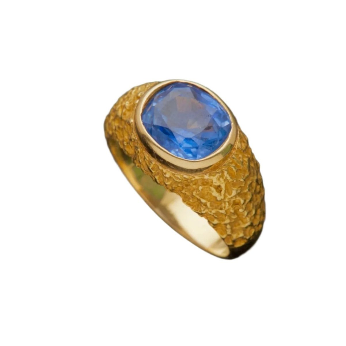 Bague Jonc en or jaune ornée d'un saphir Ceylan - Castafiore