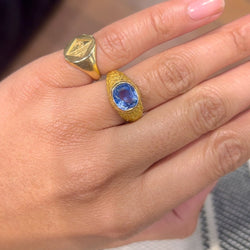 Bague Jonc en or jaune ornée d'un saphir Ceylan - Castafiore