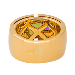 Bague Jonc en or jaune, péridot et améthystes - Castafiore