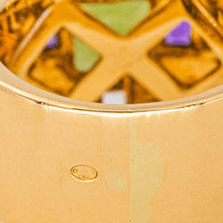 Bague Jonc en or jaune, péridot et améthystes - Castafiore