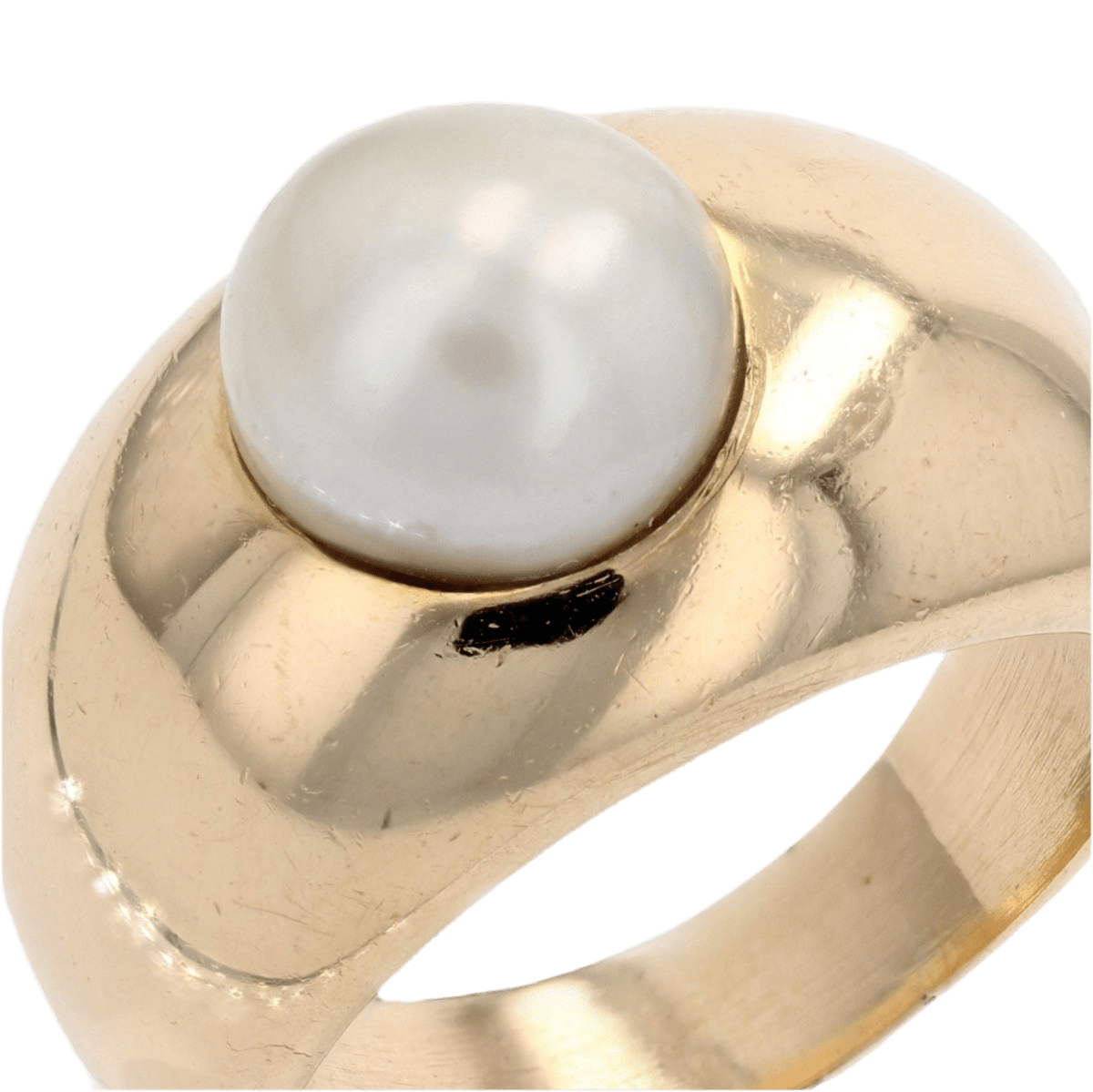 Bague Jonc en or jaune, perle - Castafiore