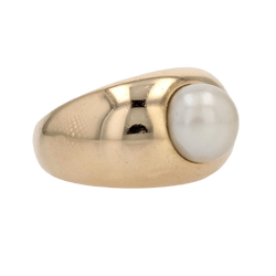 Bague Jonc en or jaune, perle - Castafiore