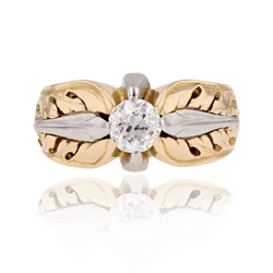 Bague Jonc en or jaune, platine et diamanat - Castafiore