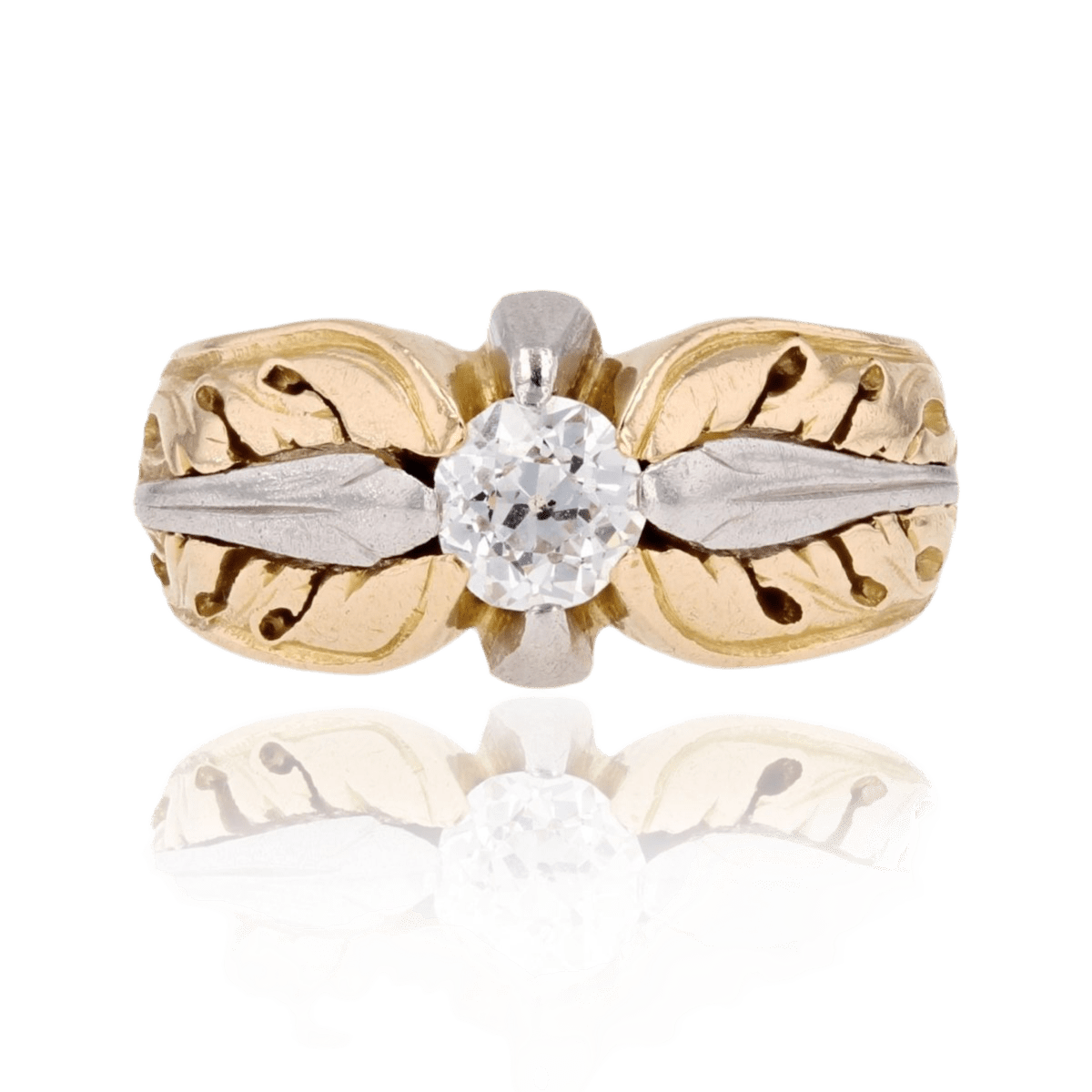 Bague Jonc en or jaune, platine et diamanat - Castafiore