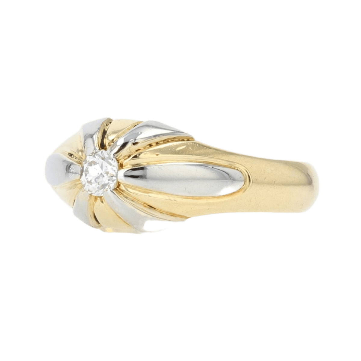 Bague Jonc en or jaune, platine et diamant - Castafiore