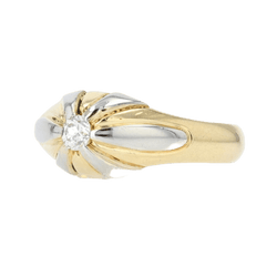 Bague Jonc en or jaune, platine et diamant - Castafiore
