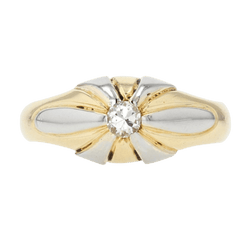 Bague Jonc en or jaune, platine et diamant - Castafiore