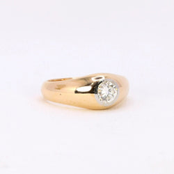 Bague Jonc en or jaune, platine et diamant - Castafiore