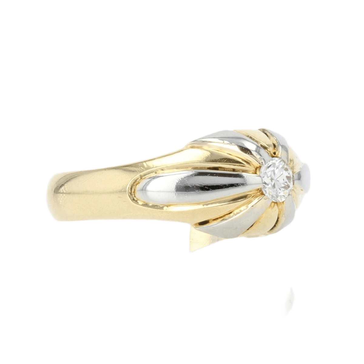 Bague Jonc en or jaune, platine et diamant - Castafiore