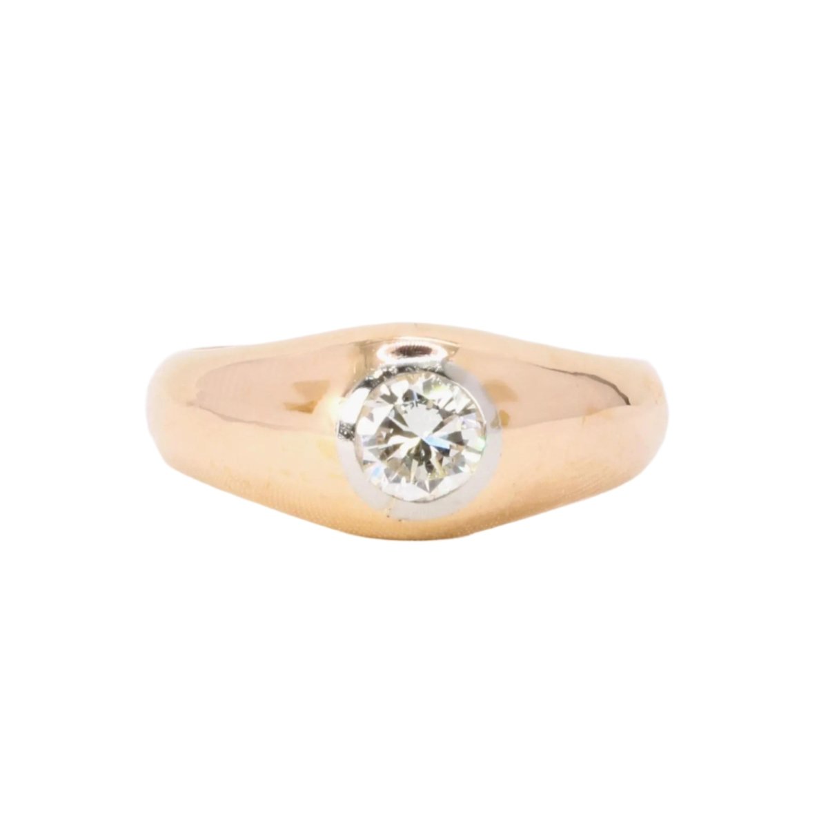 Bague Jonc en or jaune, platine et diamant - Castafiore