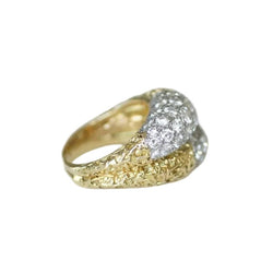 Bague Jonc en or jaune, platine et diamants - Castafiore