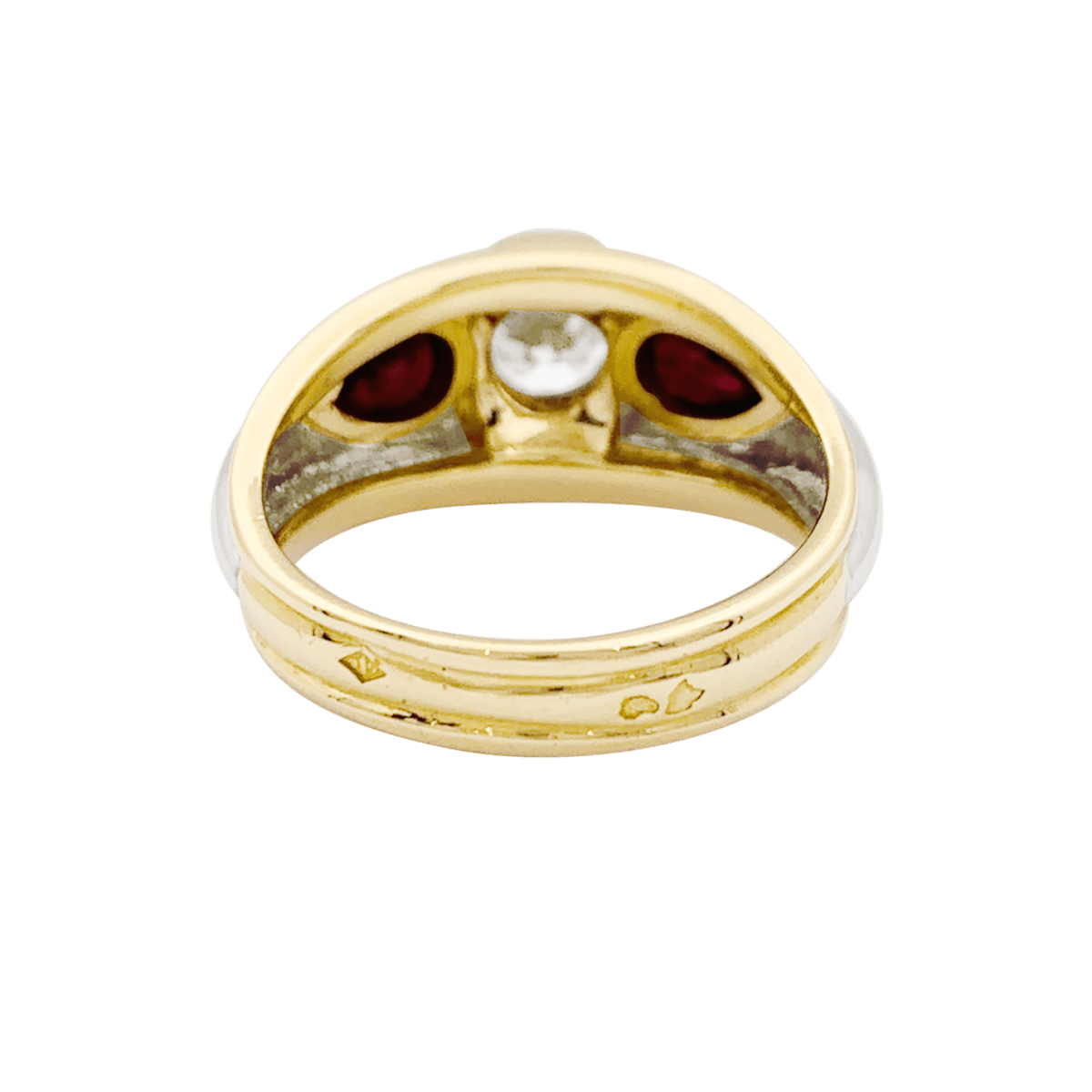 Bague Jonc en or jaune, platine, rubis et diamants - Castafiore