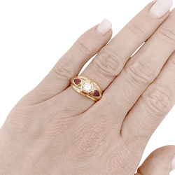 Bague Jonc en or jaune, platine, rubis et diamants - Castafiore