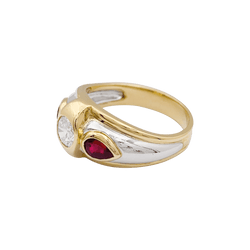 Bague Jonc en or jaune, platine, rubis et diamants - Castafiore
