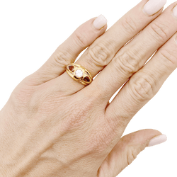 Bague Jonc en or jaune, platine, rubis et diamants - Castafiore