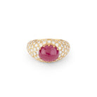 Bague Jonc en or jaune, rubis et diamants - Castafiore