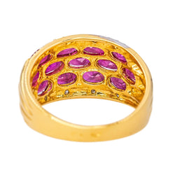 Bague Jonc en or jaune, rubis et diamants - Castafiore