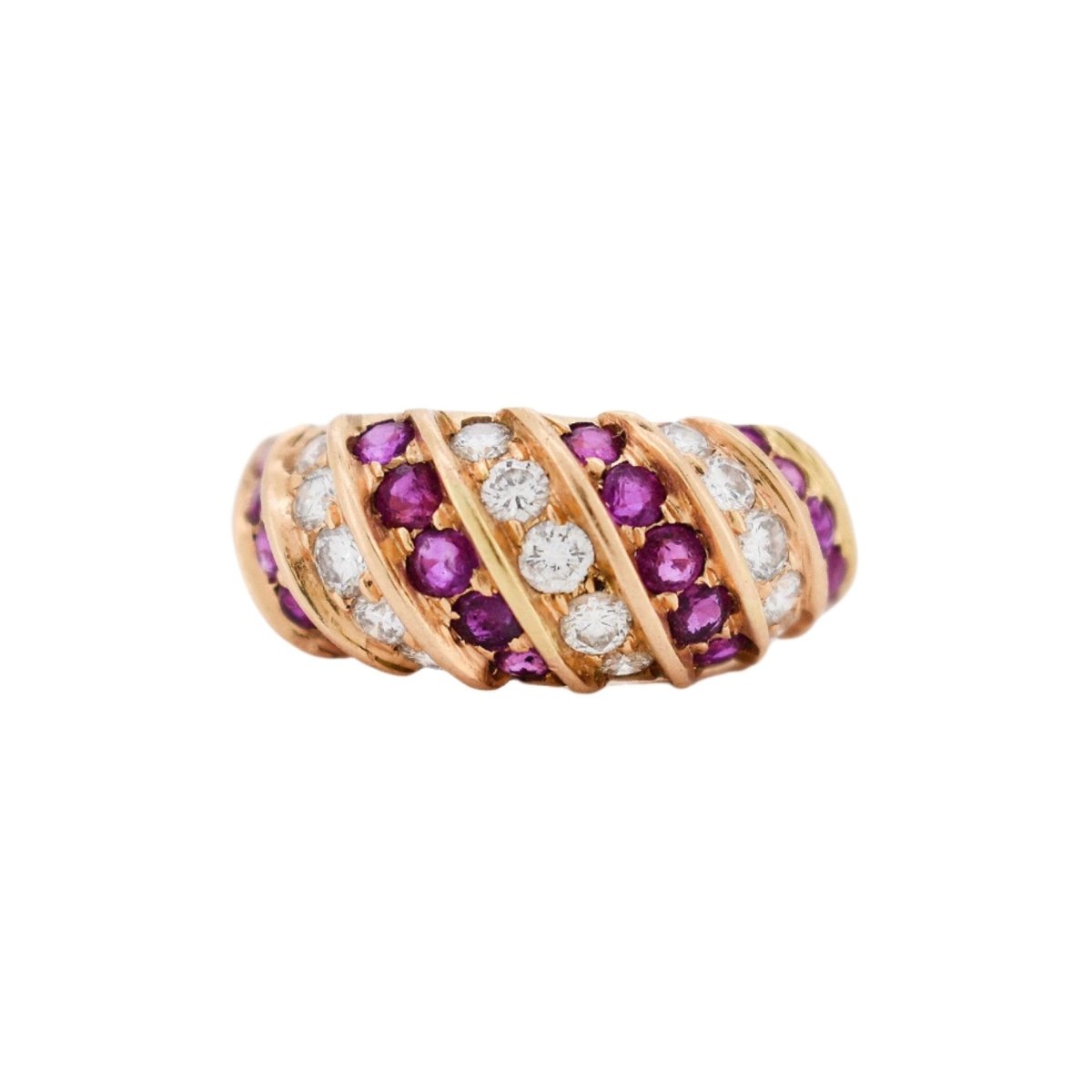 Bague Jonc en or jaune, rubis et diamants - Castafiore