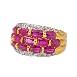 Bague Jonc en or jaune, rubis et diamants - Castafiore