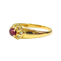 Bague Jonc en or jaune, rubis et diamants - Castafiore