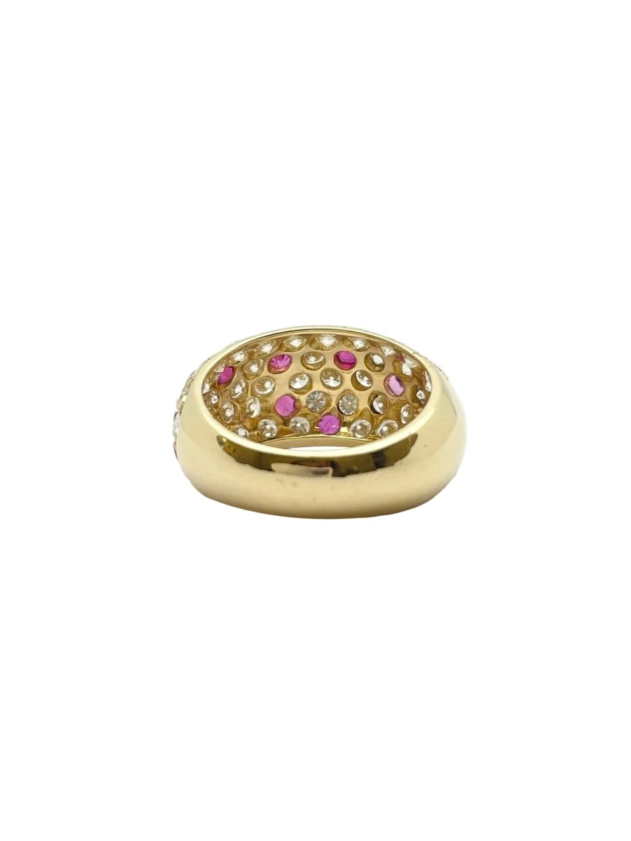 Bague Jonc en or jaune, rubis et diamants - Castafiore