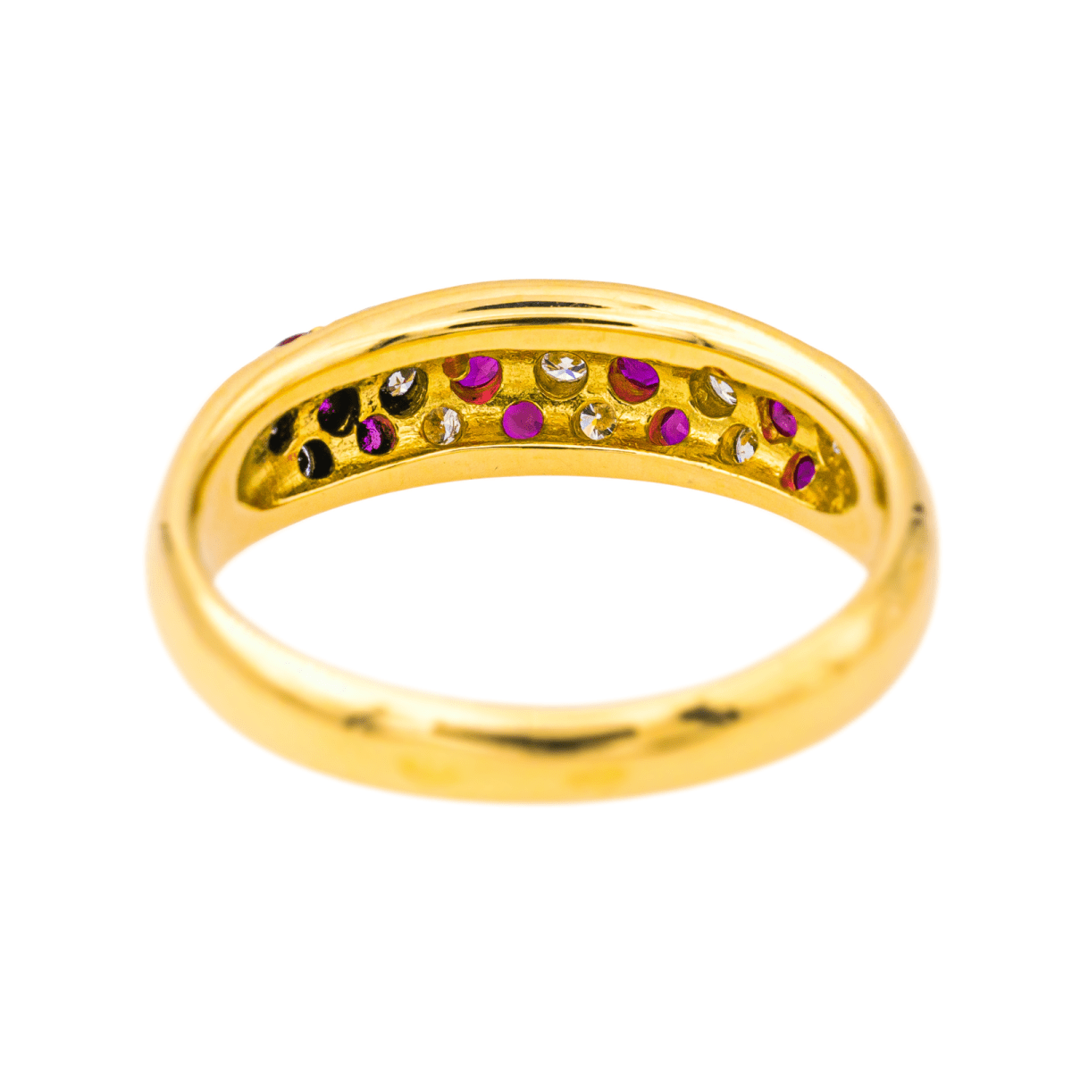 Bague Jonc en or jaune, rubis et diamants - Castafiore