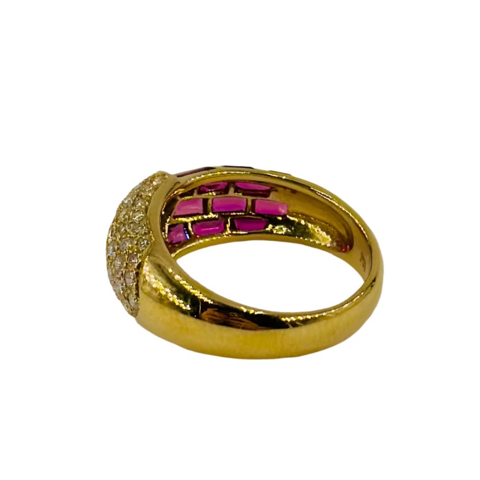 Bague Jonc en or jaune, rubis et diamants - Castafiore
