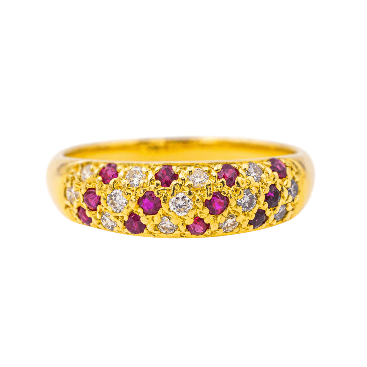 Bague Jonc en or jaune, rubis et diamants - Castafiore