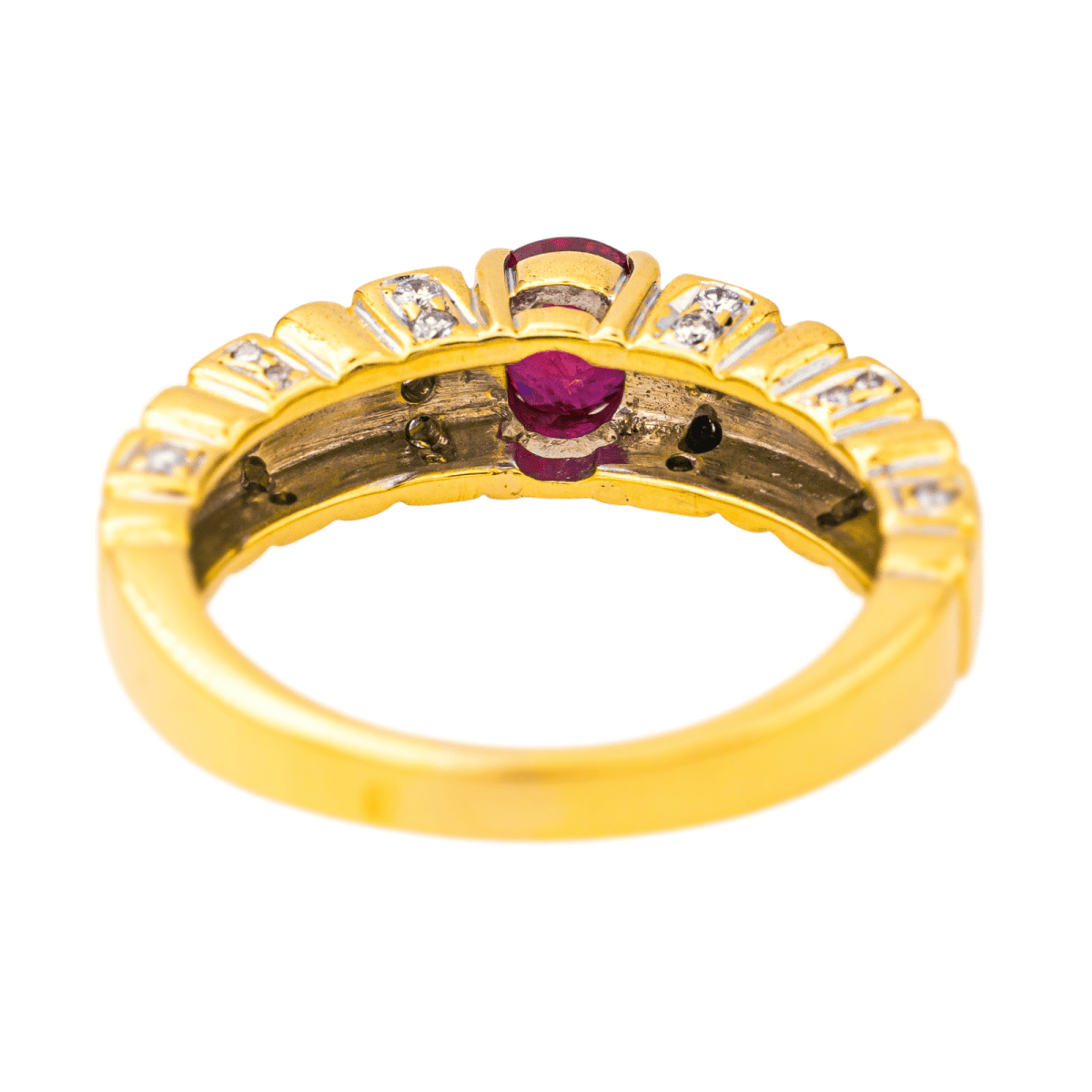 Bague Jonc en or jaune, rubis et diamants - Castafiore