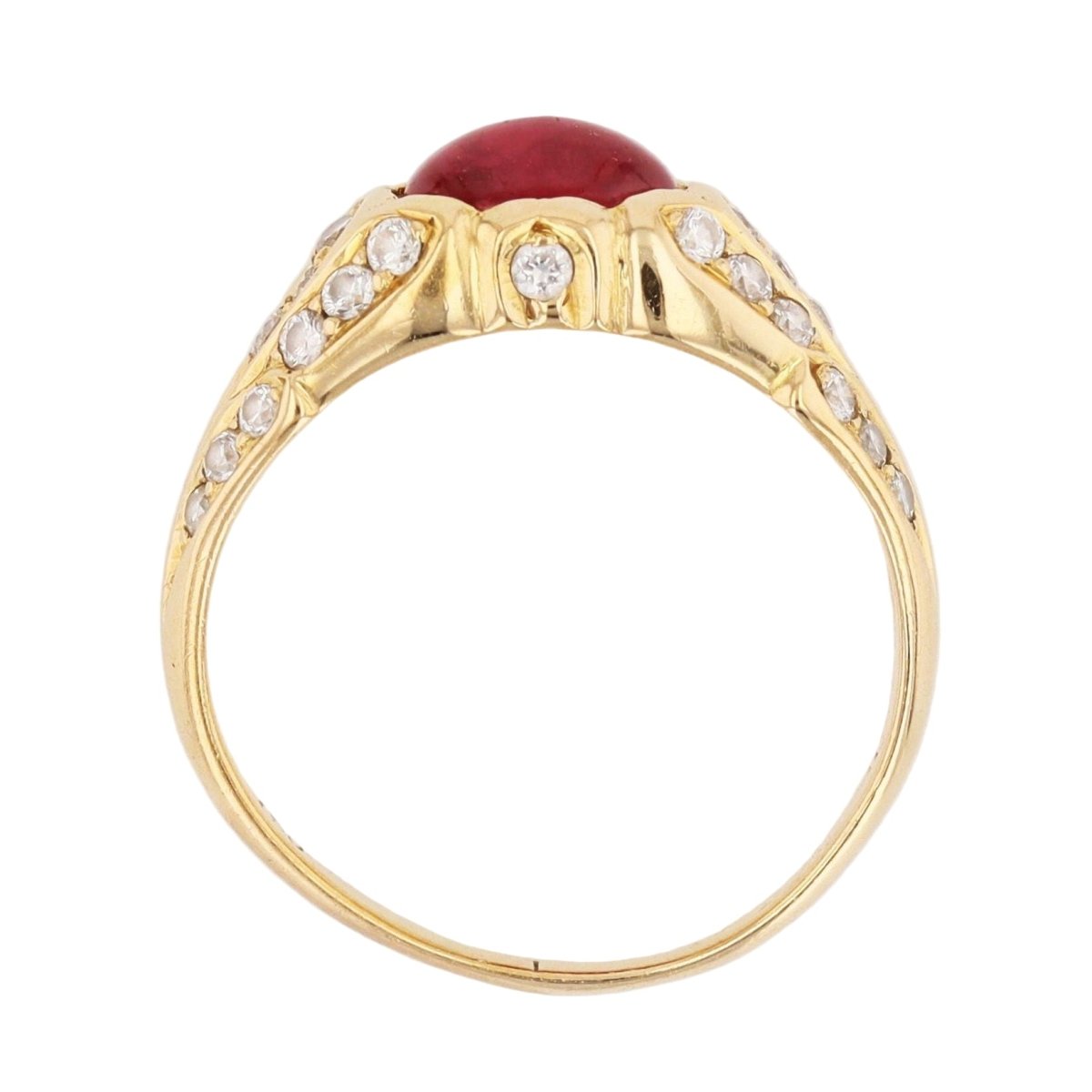 Bague Jonc en or jaune, rubis et diamants - Castafiore