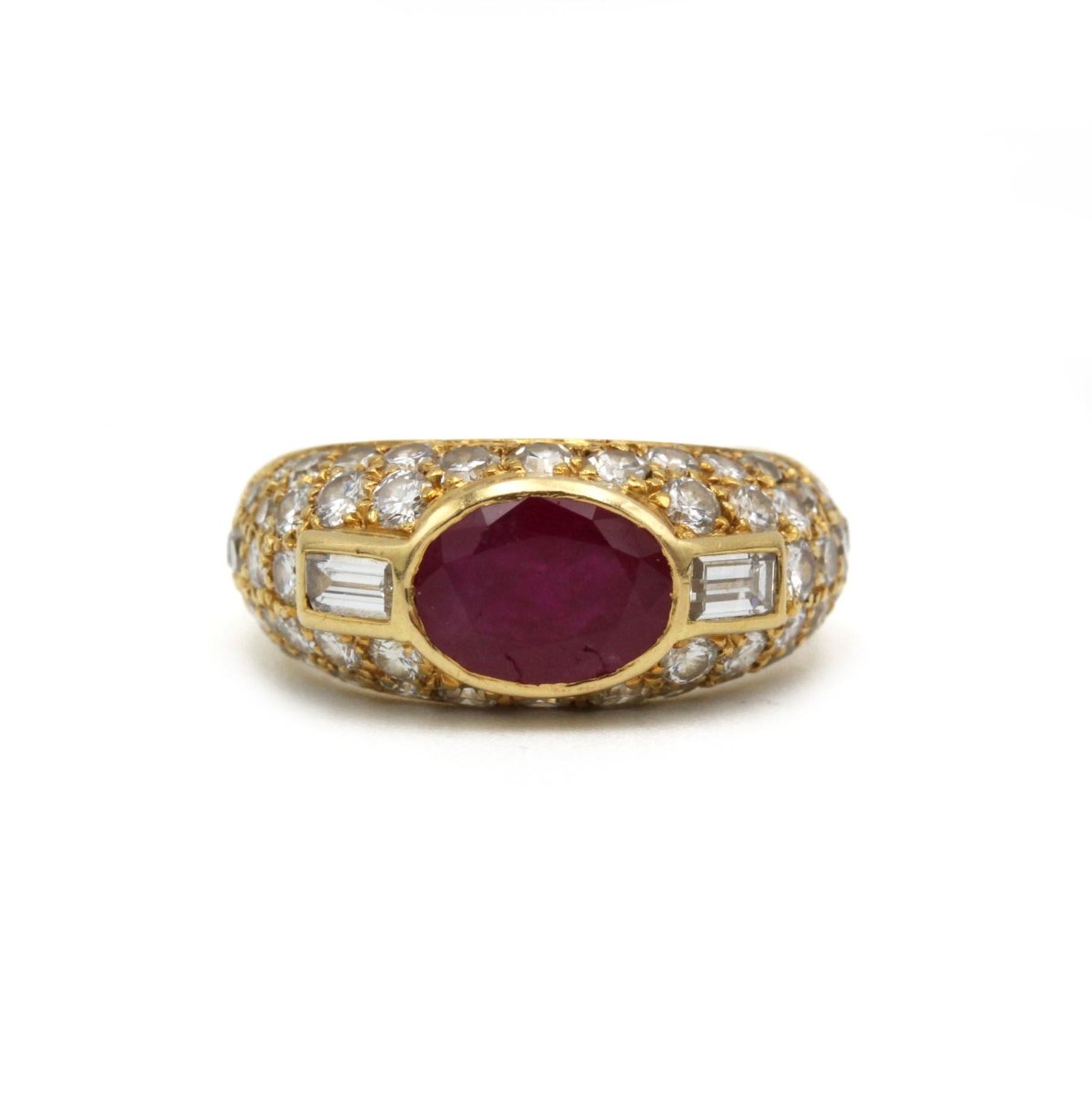 Bague Jonc en or jaune, rubis et diamants - Castafiore