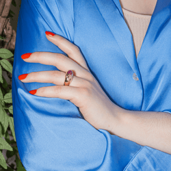 Bague Jonc en or jaune, rubis et diamants - Castafiore