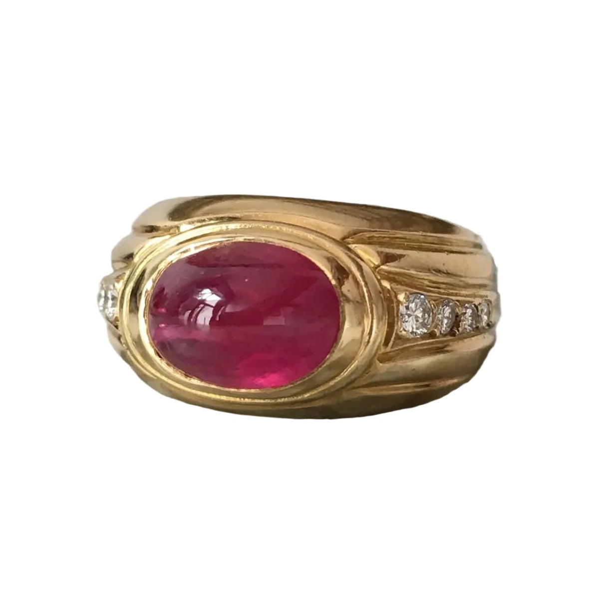 Bague Jonc en or jaune, rubis et diamants - Castafiore