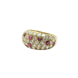 Bague Jonc en or jaune, rubis et diamants - Castafiore