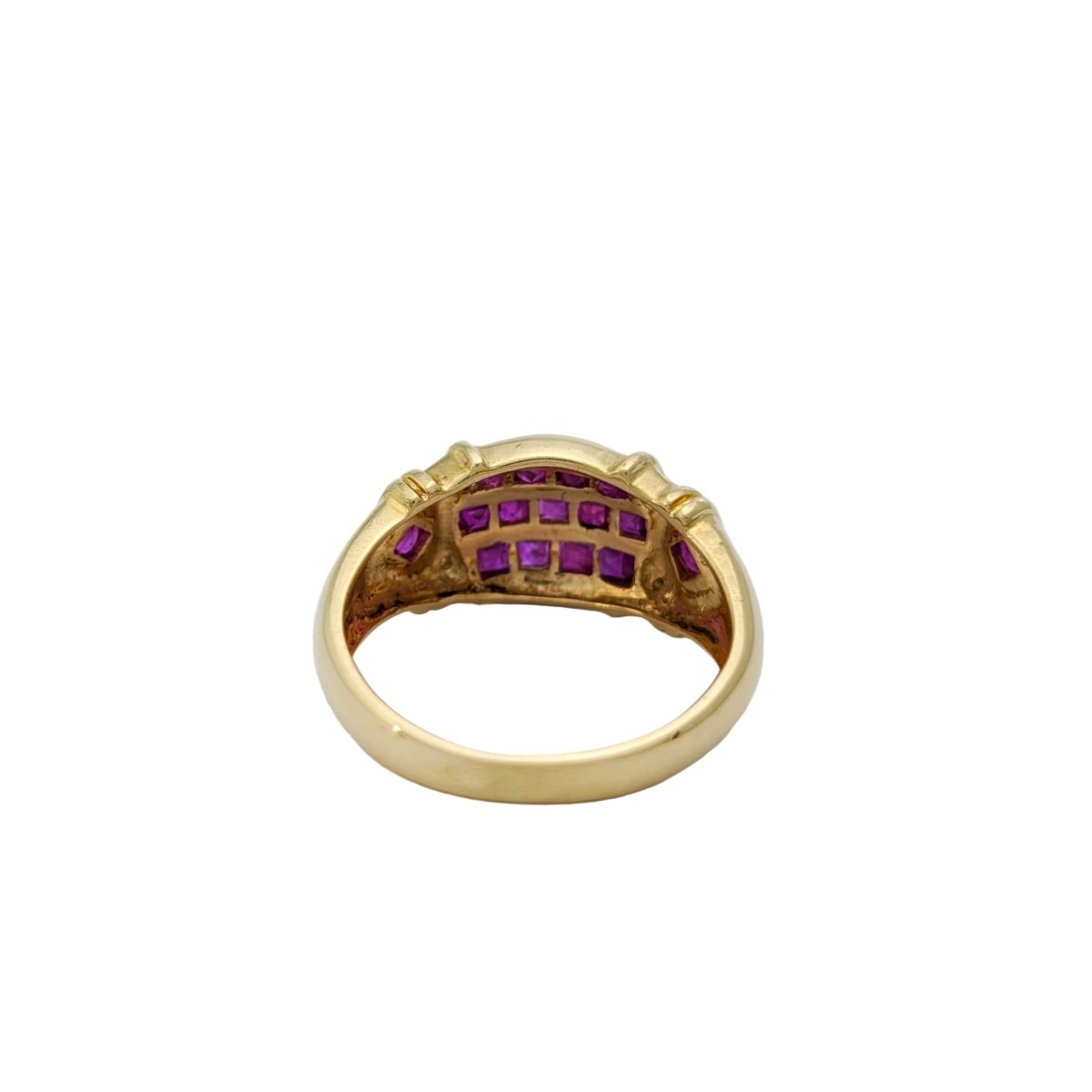 Bague Jonc en or jaune, rubis et diamants - Castafiore