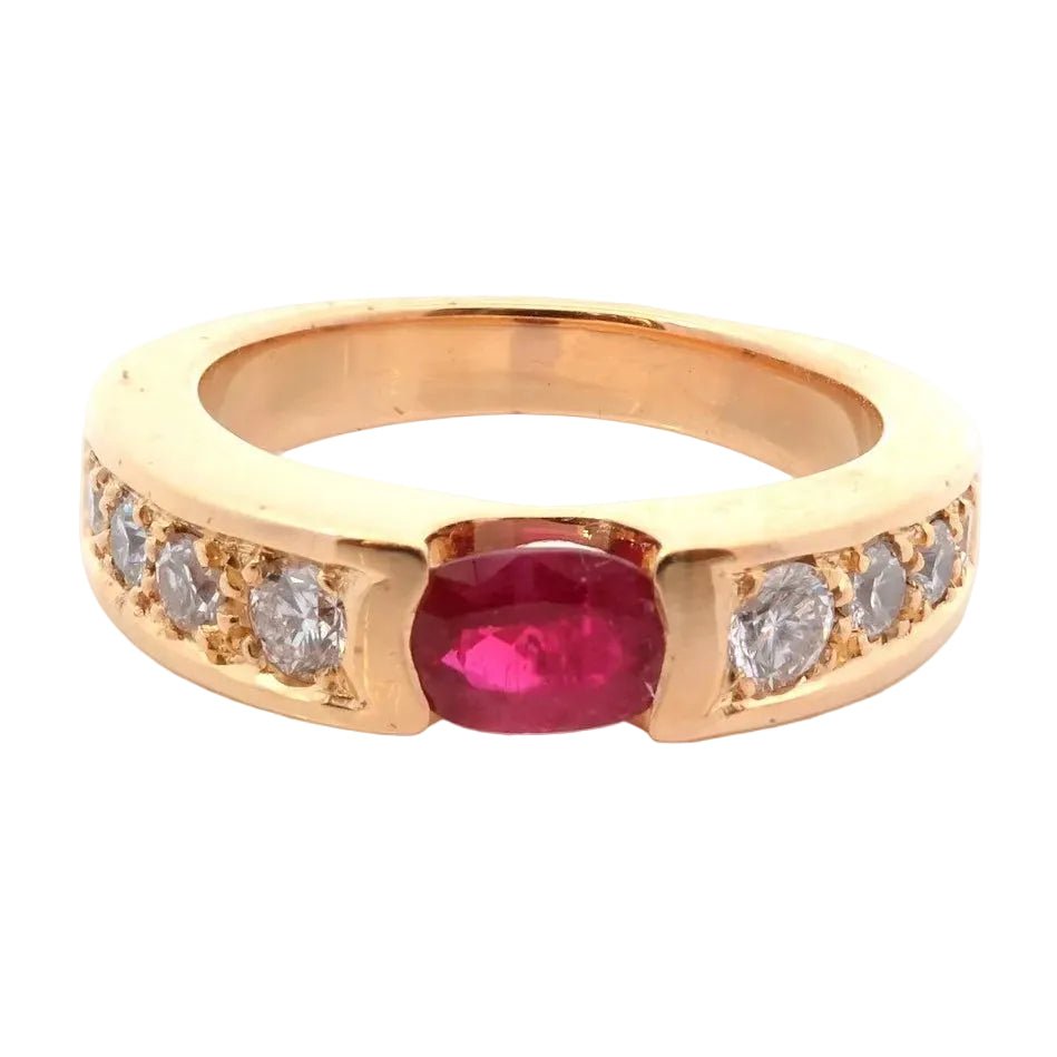 Bague Jonc en or jaune, rubis et diamants - Castafiore