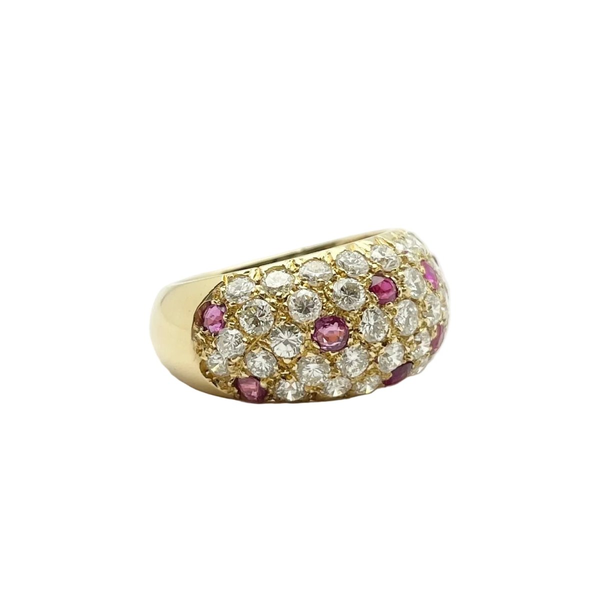 Bague Jonc en or jaune, rubis et diamants - Castafiore