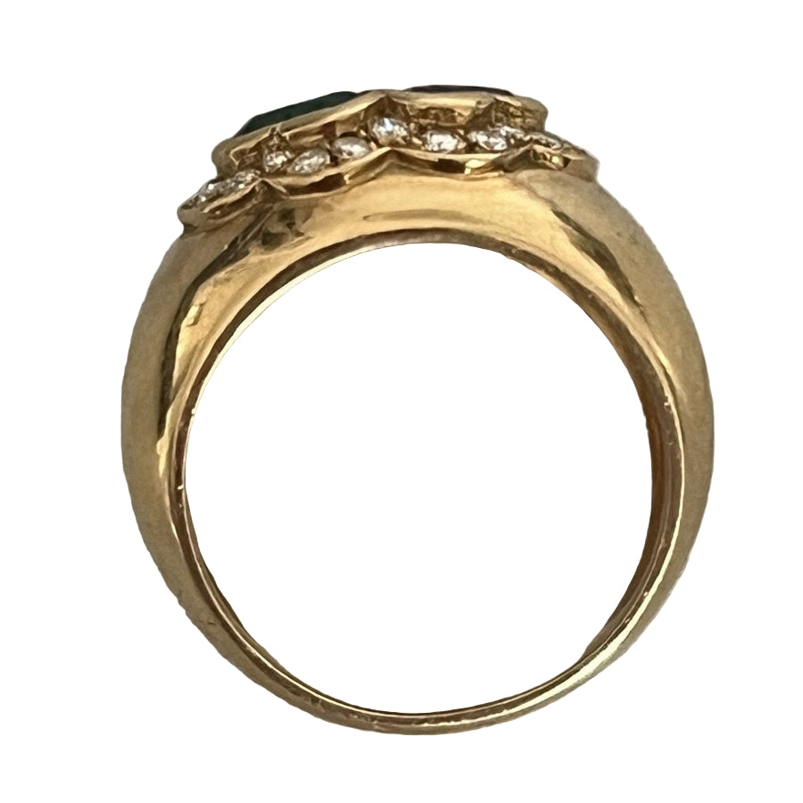 Bague Jonc en or jaune saphir émeraude diamants - Castafiore
