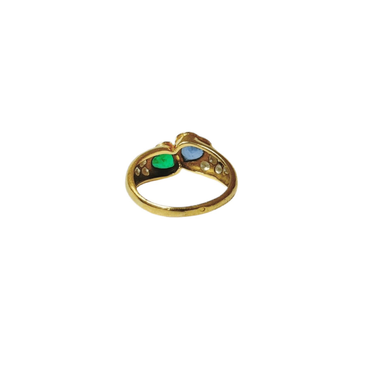 Bague Jonc en or jaune, saphir, émeraude et diamants - Castafiore