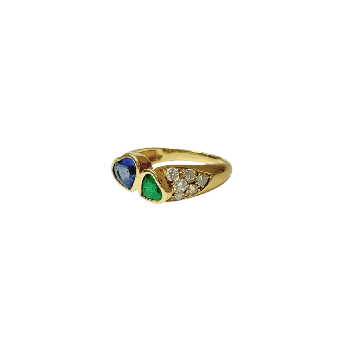 Bague Jonc en or jaune, saphir, émeraude et diamants - Castafiore