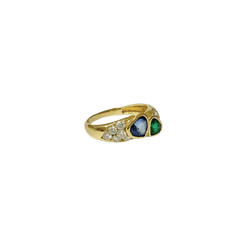 Bague Jonc en or jaune, saphir, émeraude et diamants - Castafiore