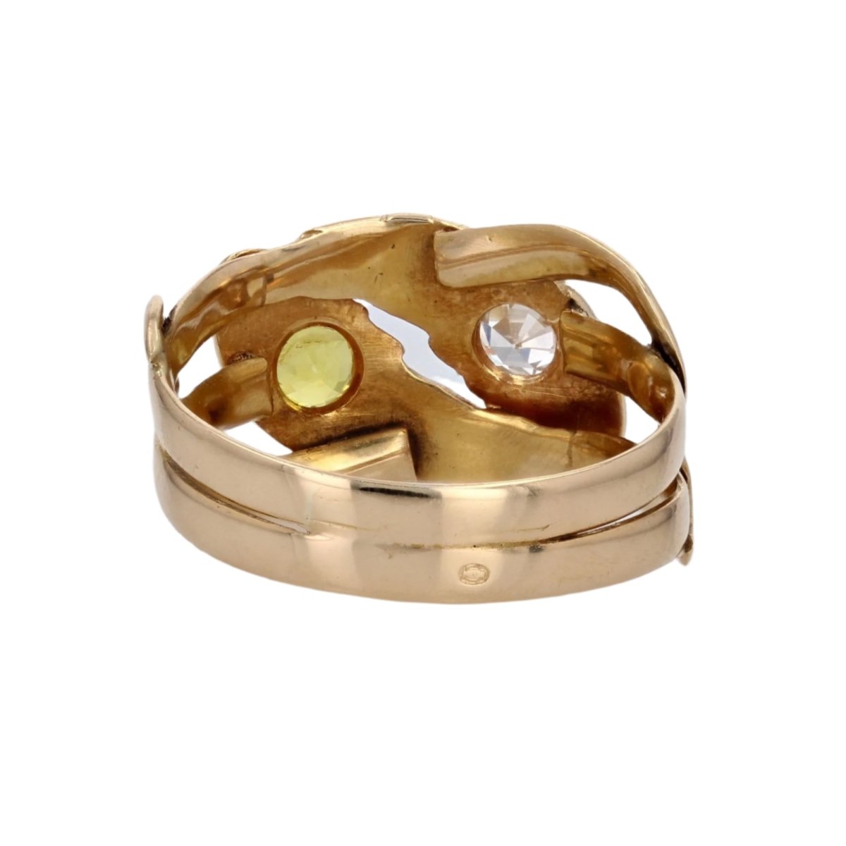Bague Jonc en or jaune, saphir et diamant - Castafiore