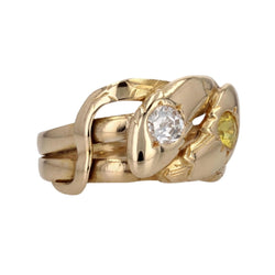 Bague Jonc en or jaune, saphir et diamant - Castafiore