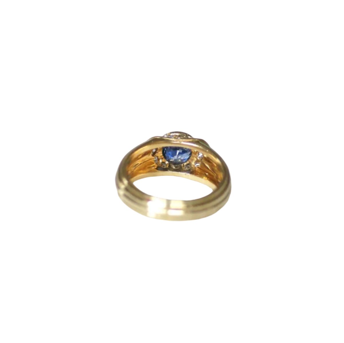 Bague jonc en or jaune, saphir, et diamants - Castafiore