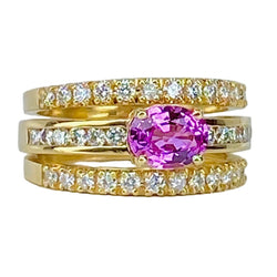 Bague Jonc en or jaune, saphir et diamants - Castafiore